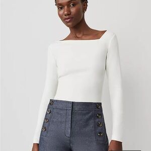 Ann Taylor White Fitted Top